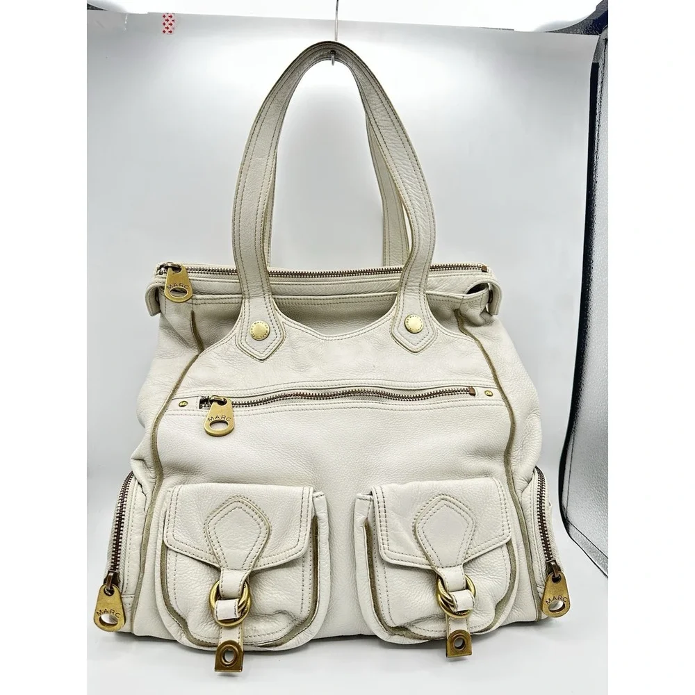 Marc by Marc Jacobs White Leather Multi-Pocket Handbag